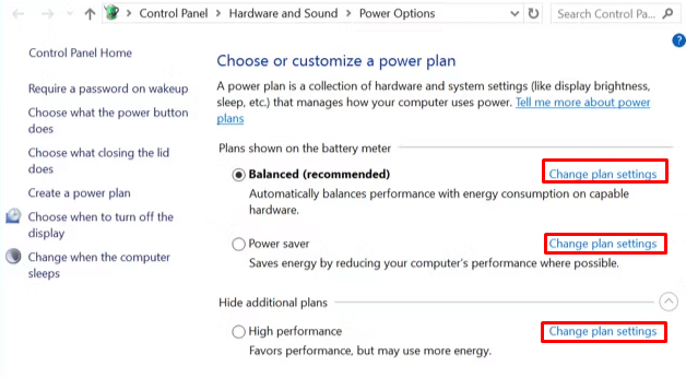 Adjust performance settings